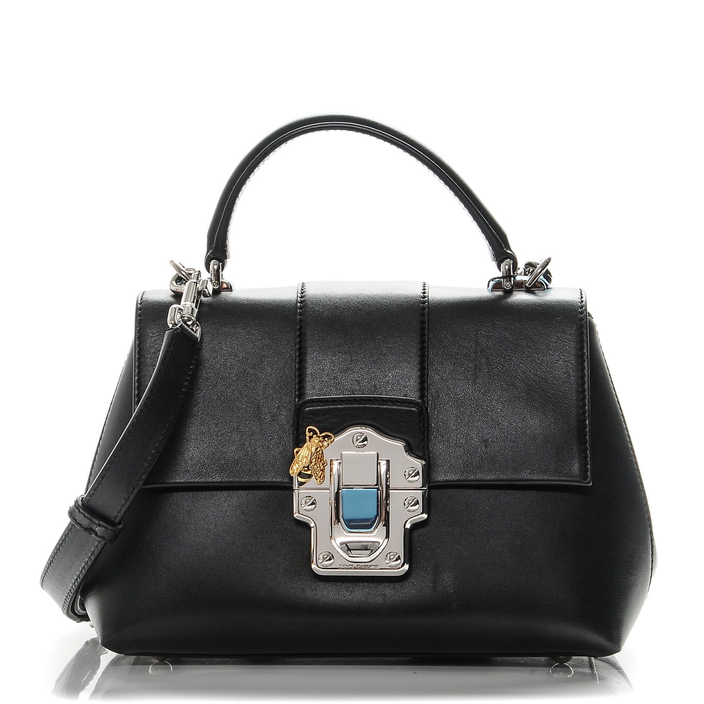 Calfskin Lucia Small Satchel Nero Black