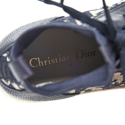 Christian Dior Technical Knit Calfskin Oblique Womens Walk'n Dior Mid Top Sneakers 37.5 Deep Blue 6 of 9