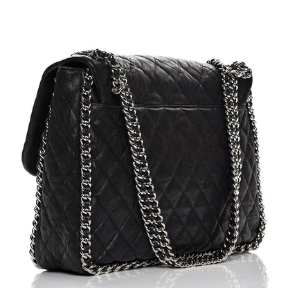 Chanel Washed Lambskin Quilted Maxi Chain Around Flap Black 3 of 9