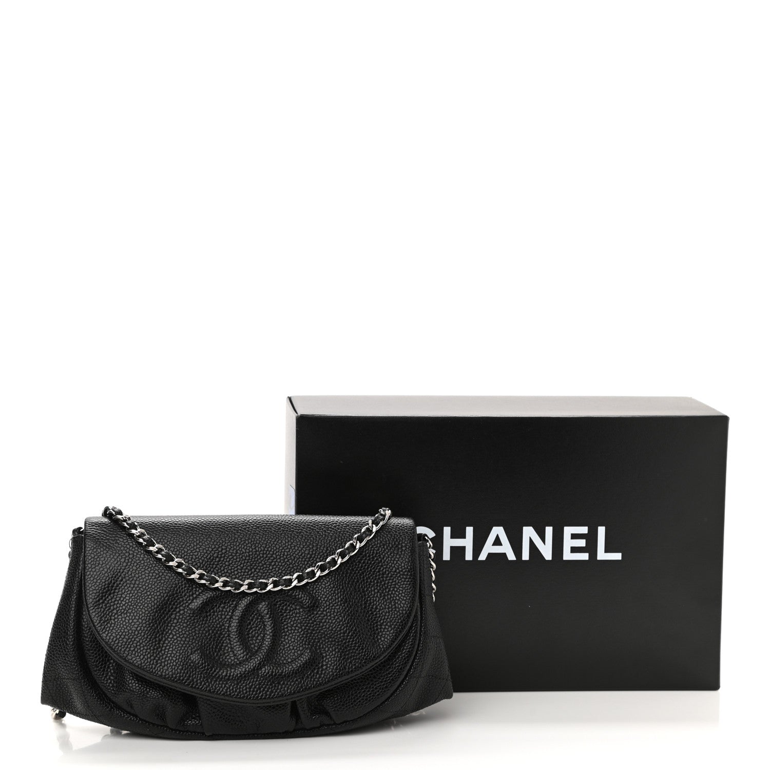 Chanel Caviar Half Moon Wallet On Chain WOC Black 12 of 12
