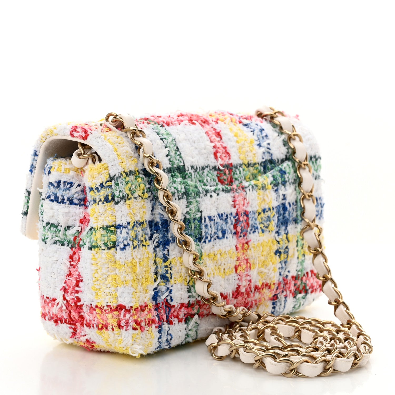 Chanel Tweed Quilted Mini Rectangular Flap White Multicolor 3 of 11
