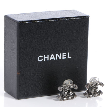 Chanel Ruthenium CC Spike Clip On Earrings 6 of 6