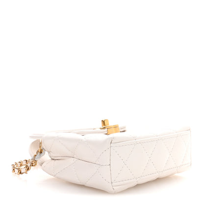 Chanel Shiny Aged Calfskin Quilted Mini Nano Kelly Shopper White 4 of 10
