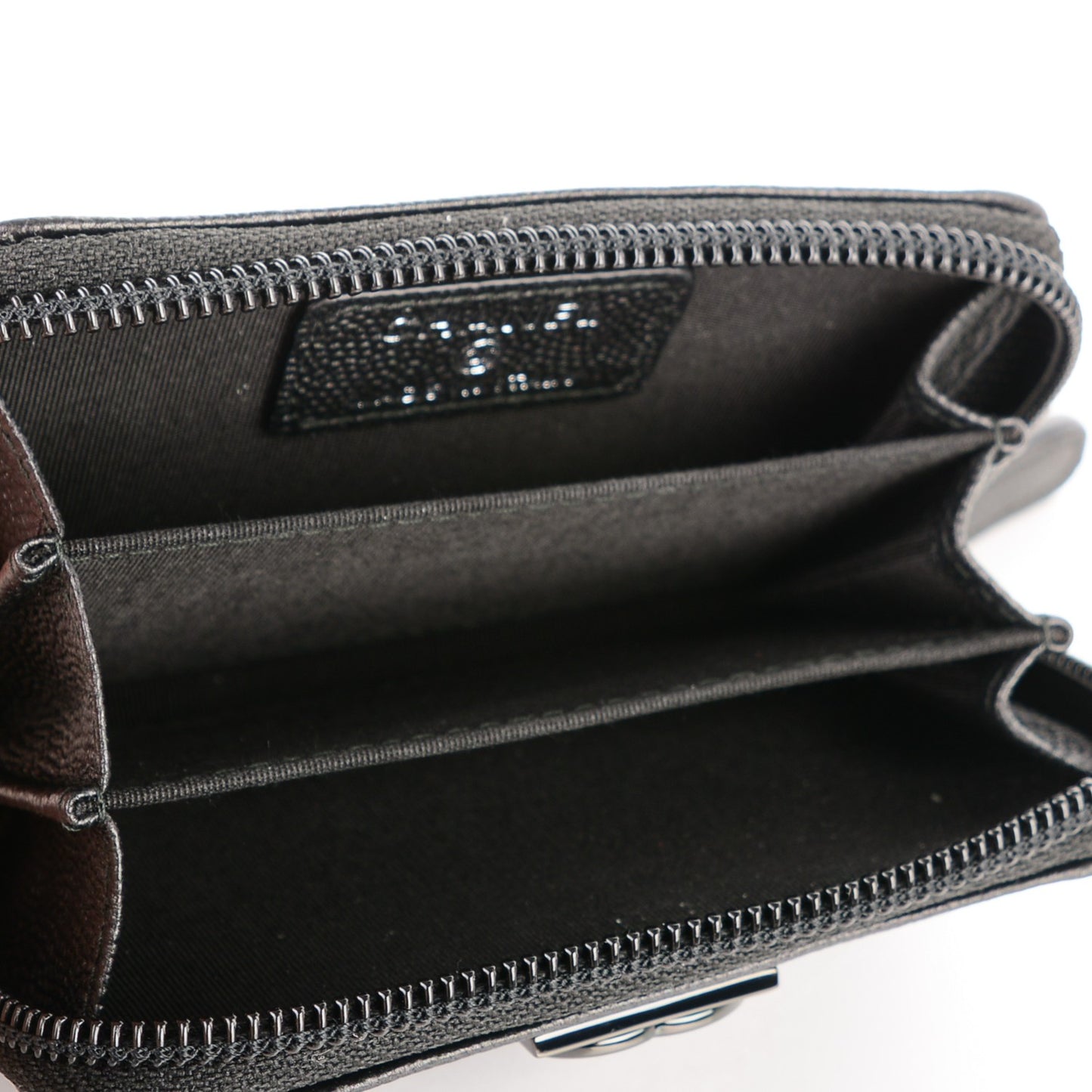 Caviar Quilted Boy Zip Around Coin Purse Wallet So Black