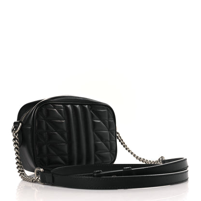 Gucci Calfskin Matelasse Aria Mini GG Marmont Chain Shoulder Bag Black 3 of 8