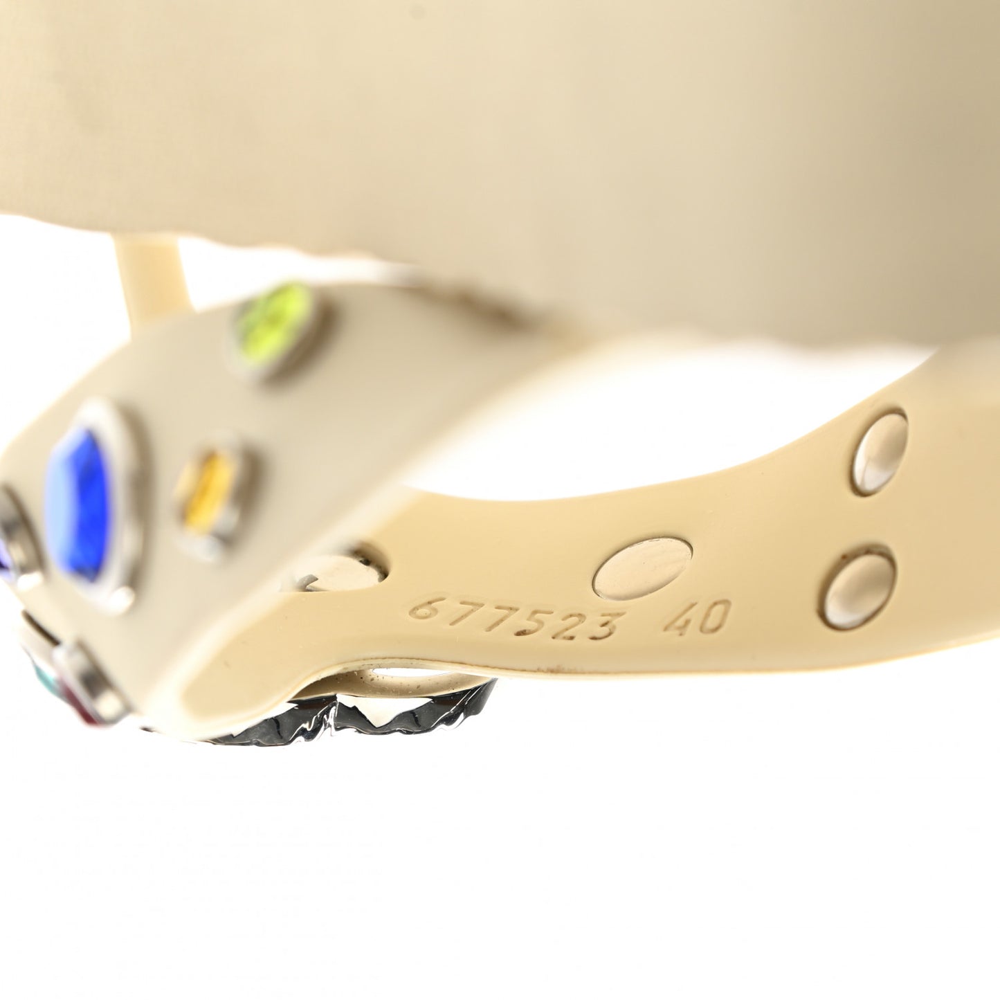 Rubber Crystal Embellished Thong Sandals 40 White