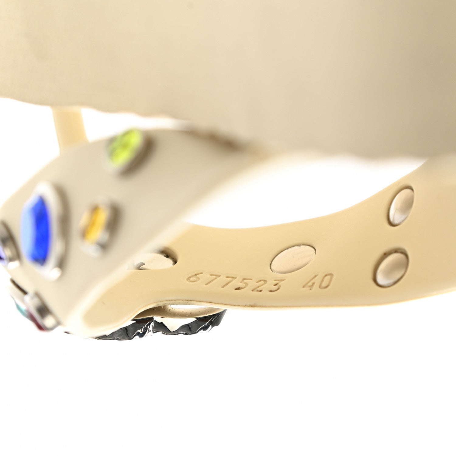 Gucci Rubber Crystal Embellished Thong Sandals 40 White 7 of 8