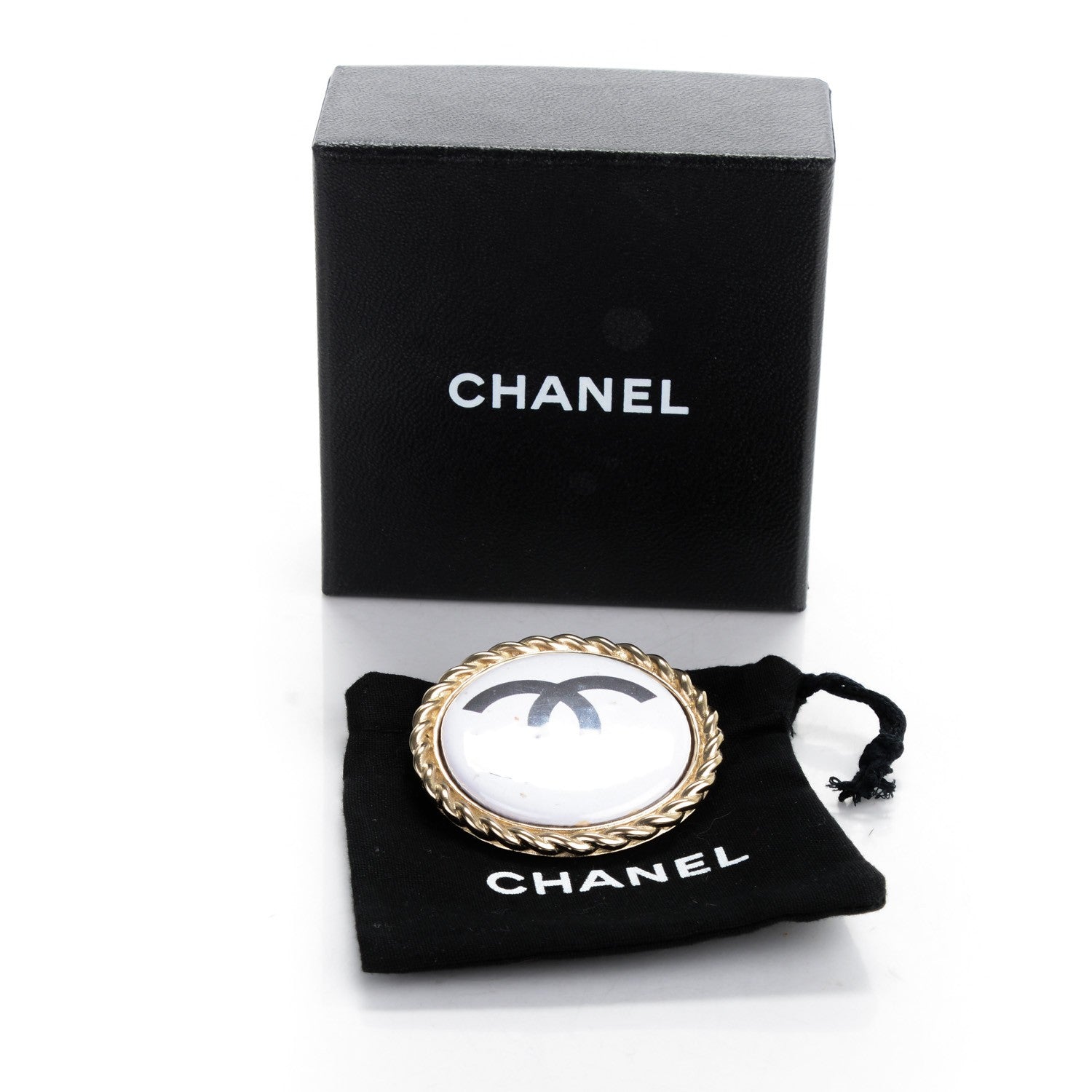 Chanel Enamel CC Brooch White Gold 5 of 5