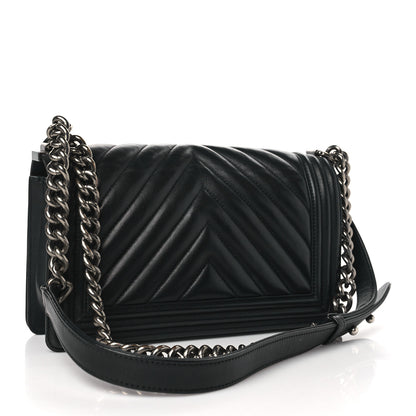 Chanel Lambskin Chevron Quilted Medium Boy Flap Black 3 of 10