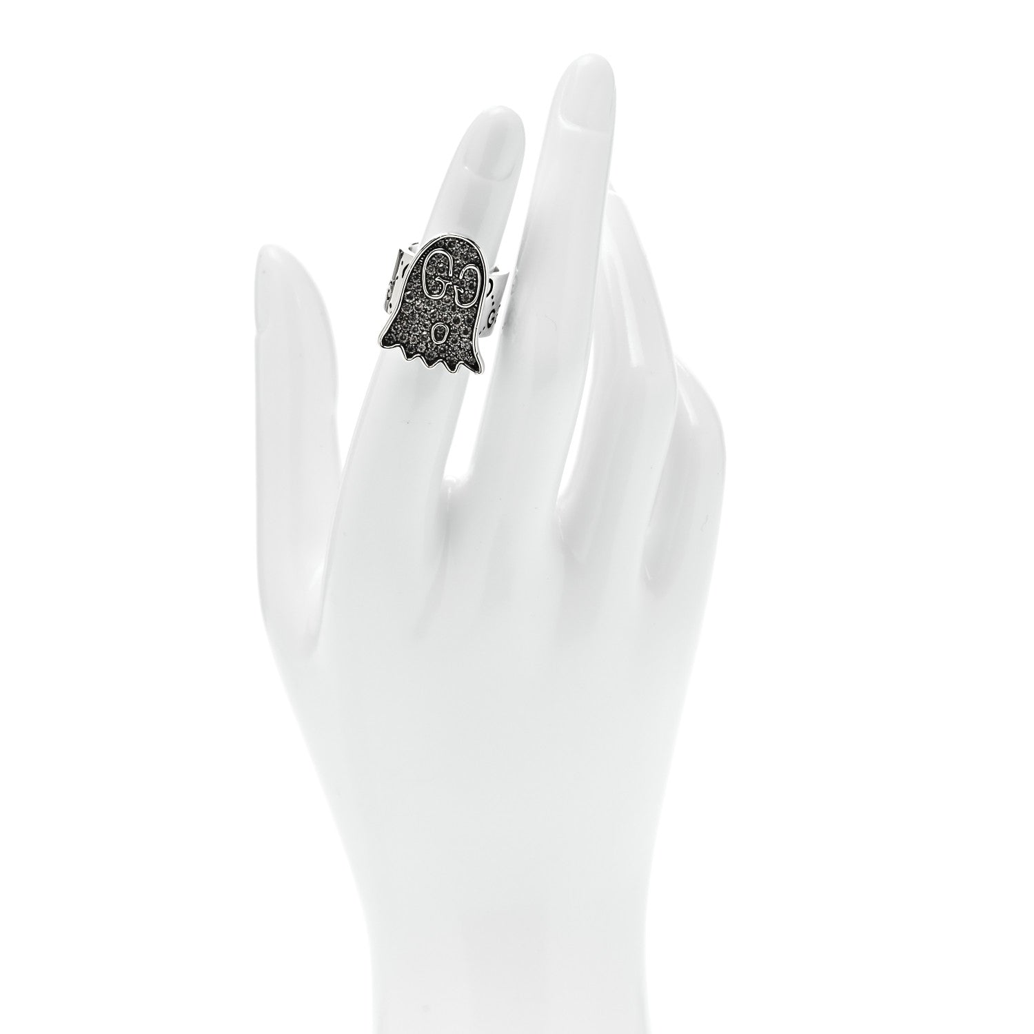 Gucci Sterling Silver Grey Diamond GucciGhost Ghost Ring 48 4.5 2 of 7