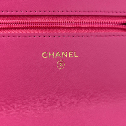 Chanel Wool Tweed Lambskin Quilted Chanel 19 Wallet On Chain WOC and Coin Purse  Fuchsia 7 of 13
