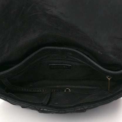Chanel Crumpled Grained Calfskin Medium Coco Pleats Messenger Flap Black 5 of 16