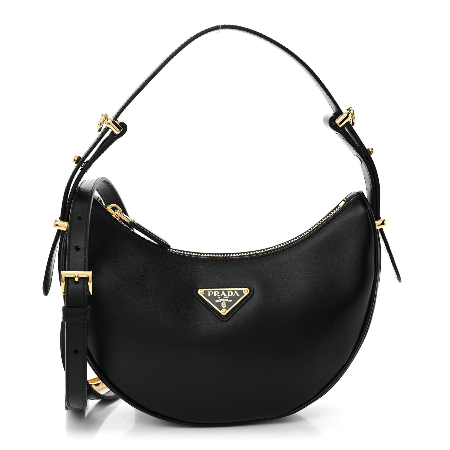 Soft Calfskin Arque Shoulder Bag Black