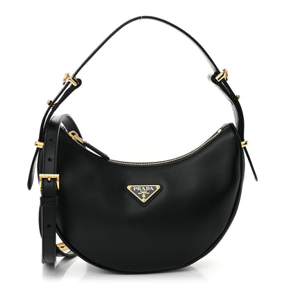 Prada Soft Calfskin Arque Shoulder Bag Black 1 of 10