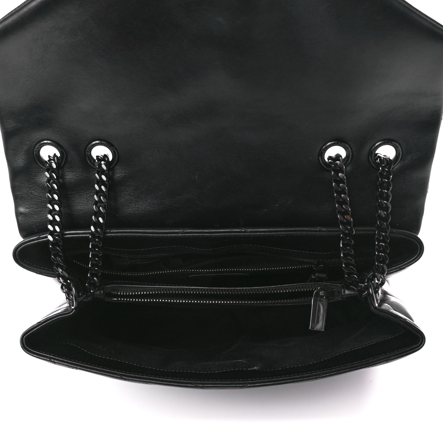 Saint Laurent Calfskin Y Quilted Monogram Monochrome Medium Loulou Chain Satchel Black 5 of 12