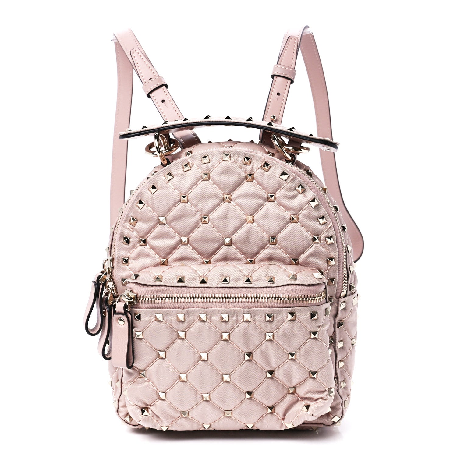 Valentino Garavani Nylon Quilted Mini Rockstud Spike Backpack Dusty Rose 1 of 11