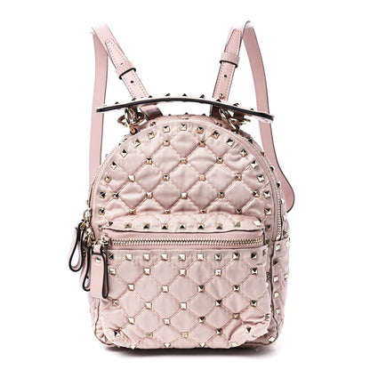 Valentino Garavani Nylon Quilted Mini Rockstud Spike Backpack Dusty Rose 1 of 11