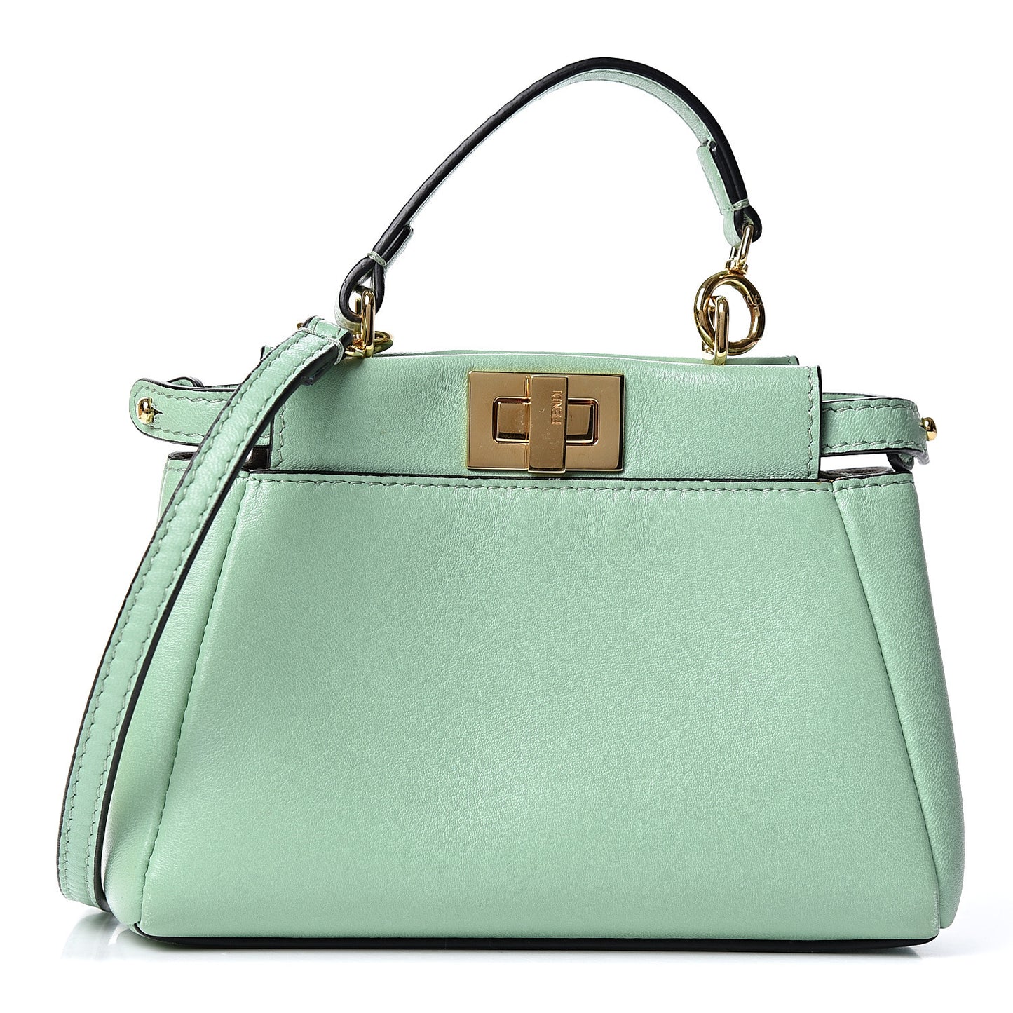 Shiny Nappa Micro Peekaboo Iconic Satchel Verde Acqua