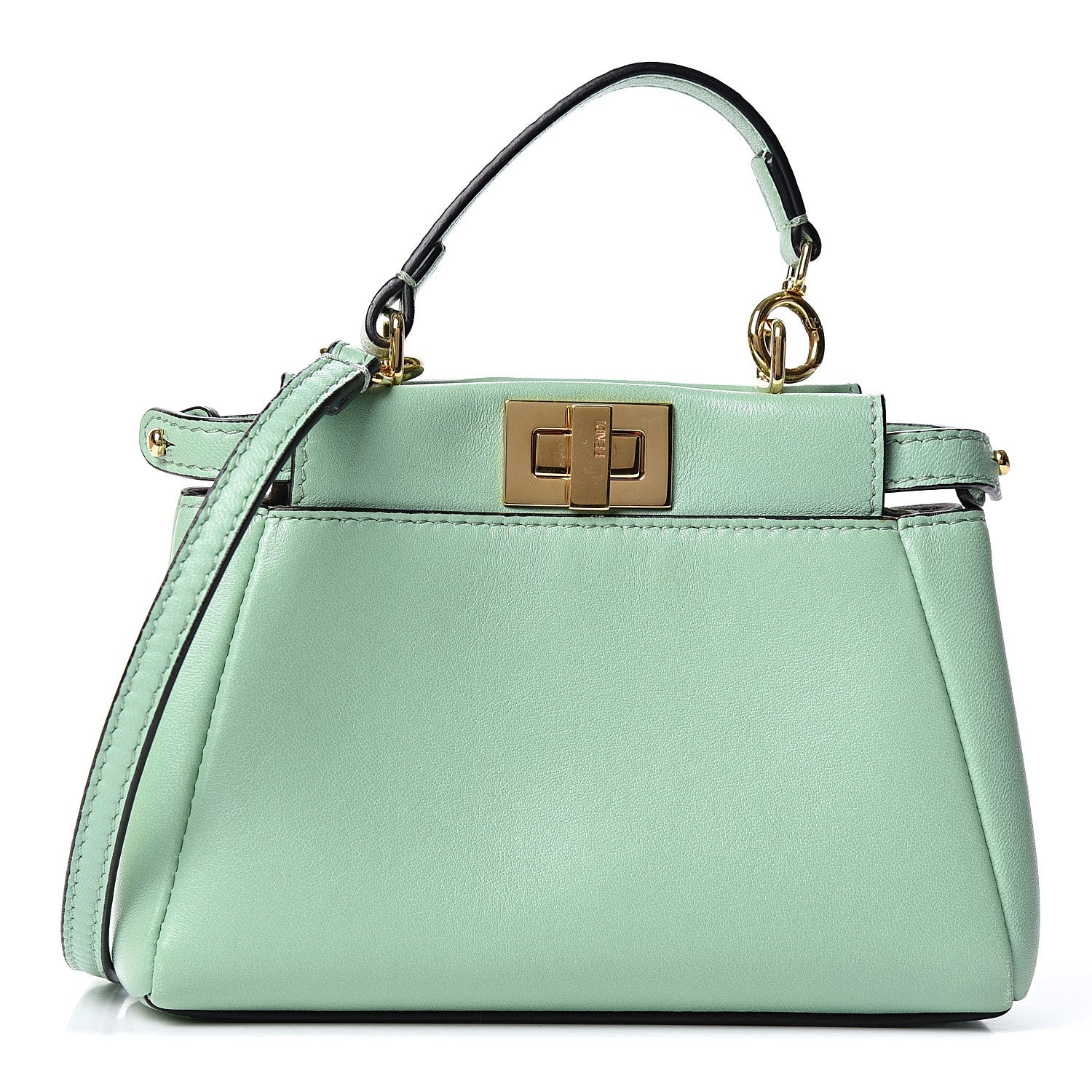 Fendi Shiny Nappa Micro Peekaboo Iconic Satchel Verde Acqua 1 of 11