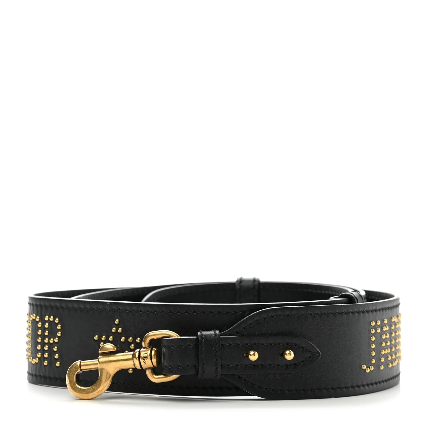Calfskin Studded J’Adior Shoulder Strap Black