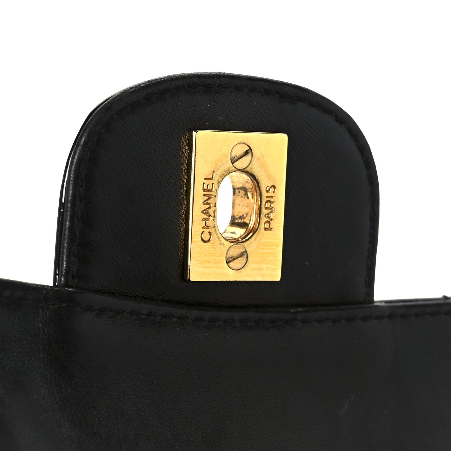 Patent Vertical Quilt Small Flap Black