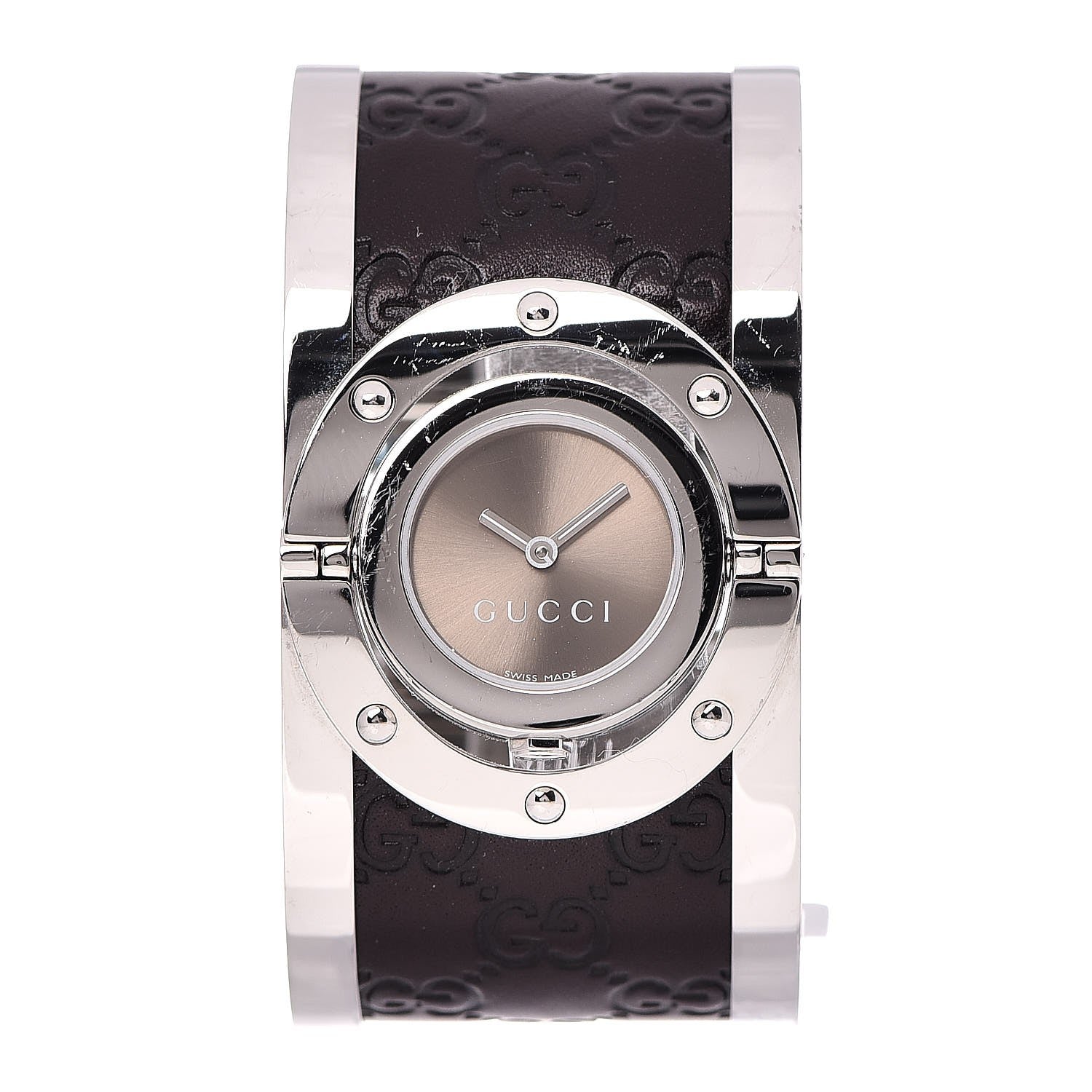 Gucci Stainless Steel Calfskin 33mm Twirl Quartz Watch Brown 1 of 11