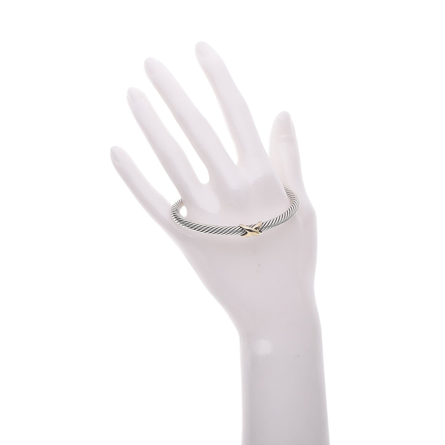 Sterling Silver 14K Yellow Gold 5mm X Station Cable Bracelet