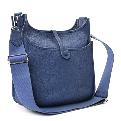 Hermes Taurillon Clemence Evelyne III PM Bleu Agate 3 of 10
