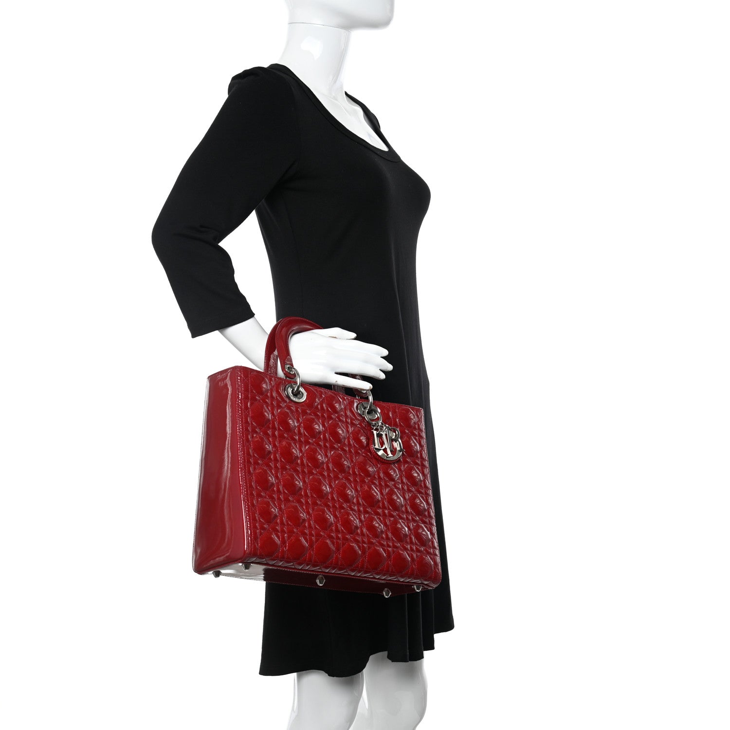 Christian Dior Patent Cannage Large Lady Dior Red 2 of 13