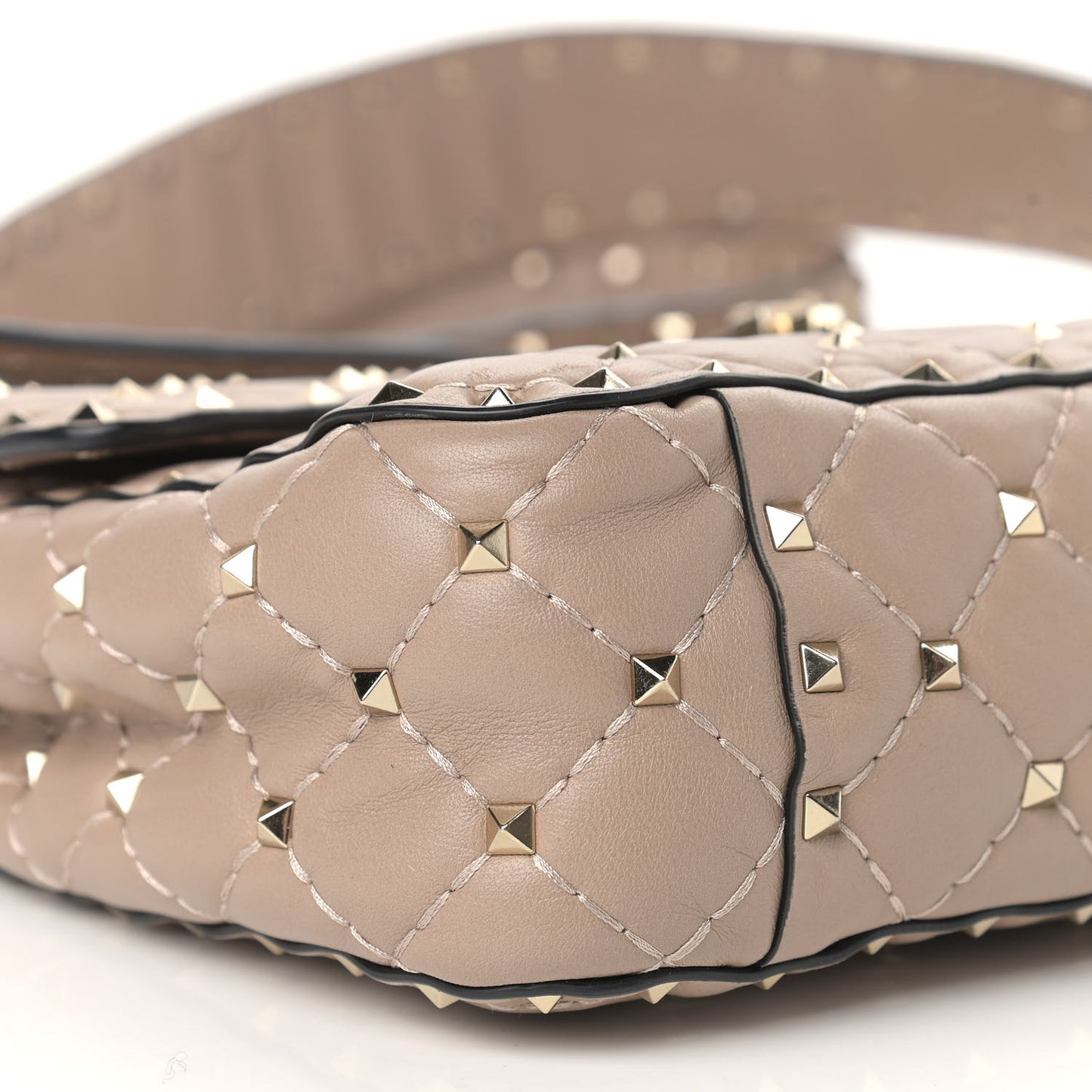 Nappa Medium Rockstud Spike Shoulder Bag Poudre