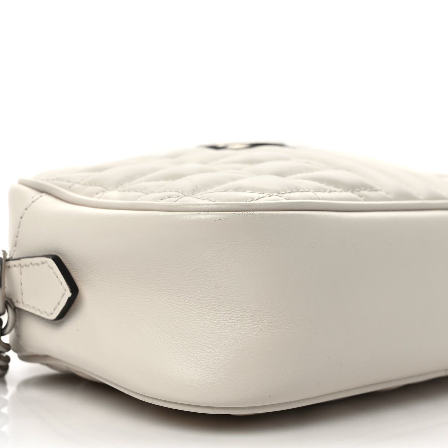 Calfskin Matelasse Aria Small GG Marmont Chain Shoulder Bag Mystic White