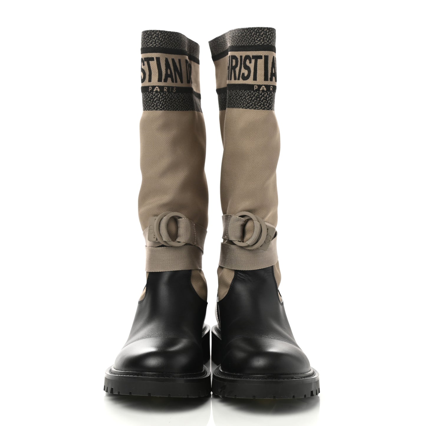 Technical Fabric Calfskin D-Major Boots 37.5 Taupe Black