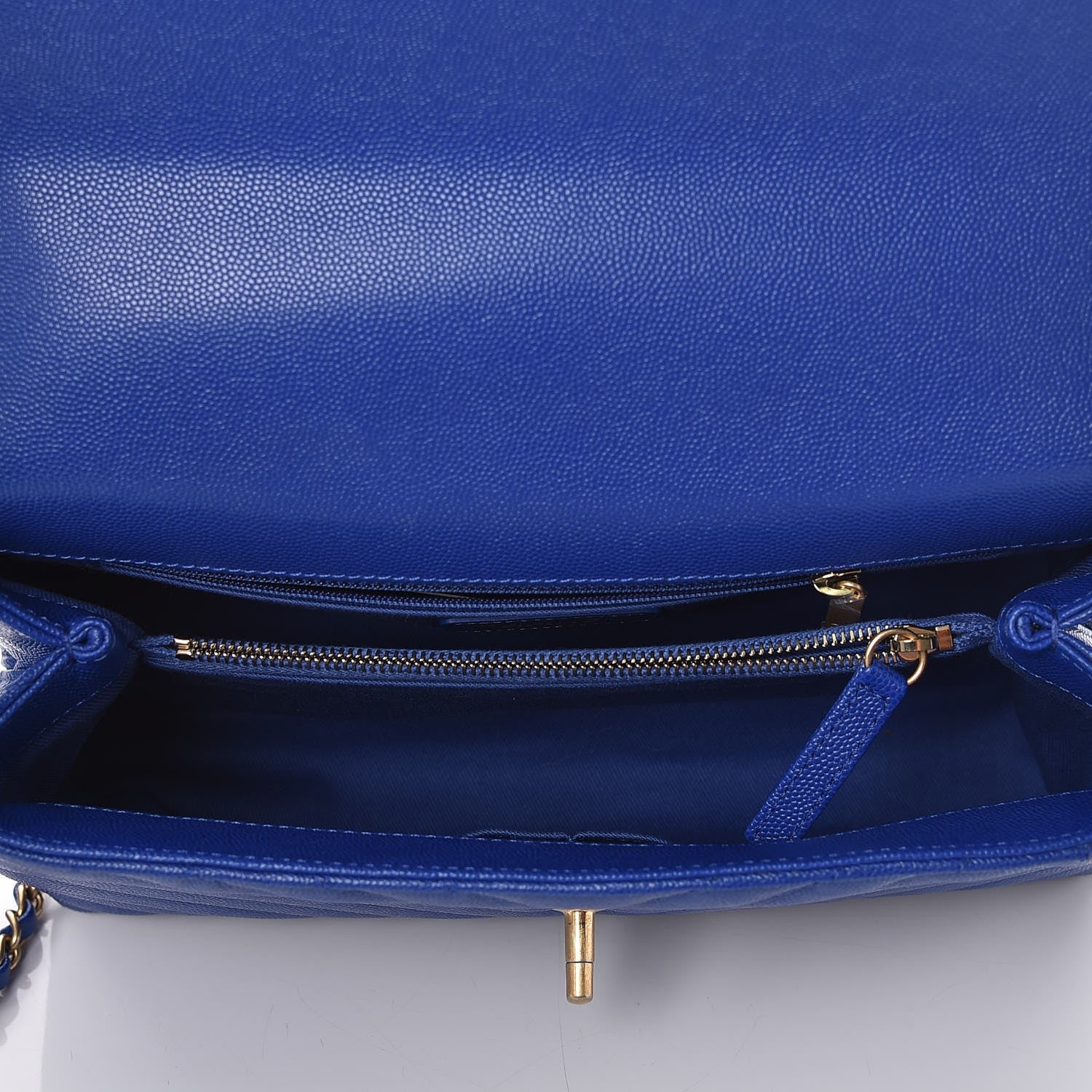 Chanel Caviar Chevron Quilted Small Coco Handle Flap Blue 5 of 8