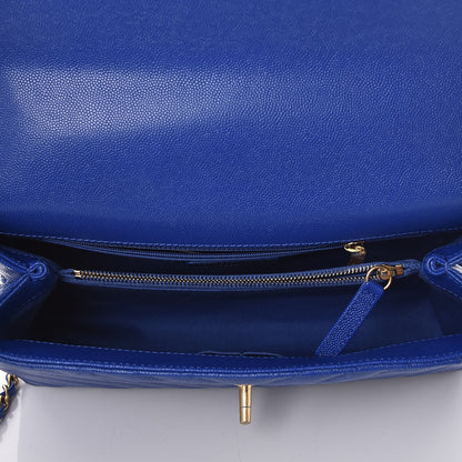 Chanel Caviar Chevron Quilted Small Coco Handle Flap Blue 5 of 8