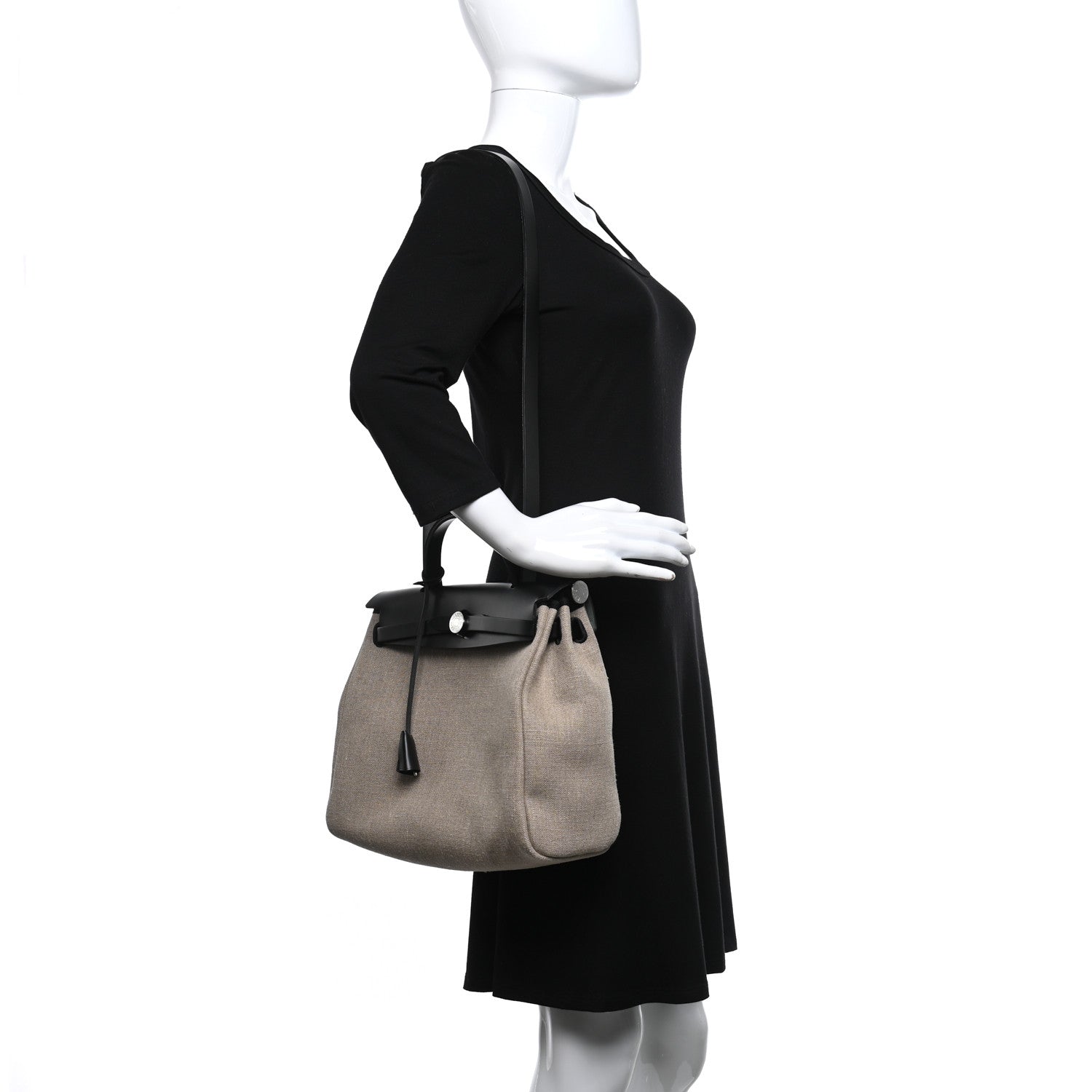 Hermes Military Toile Vache Hunter Herbag Zip Retourne 31 PM Ficelle Black 2 of 12