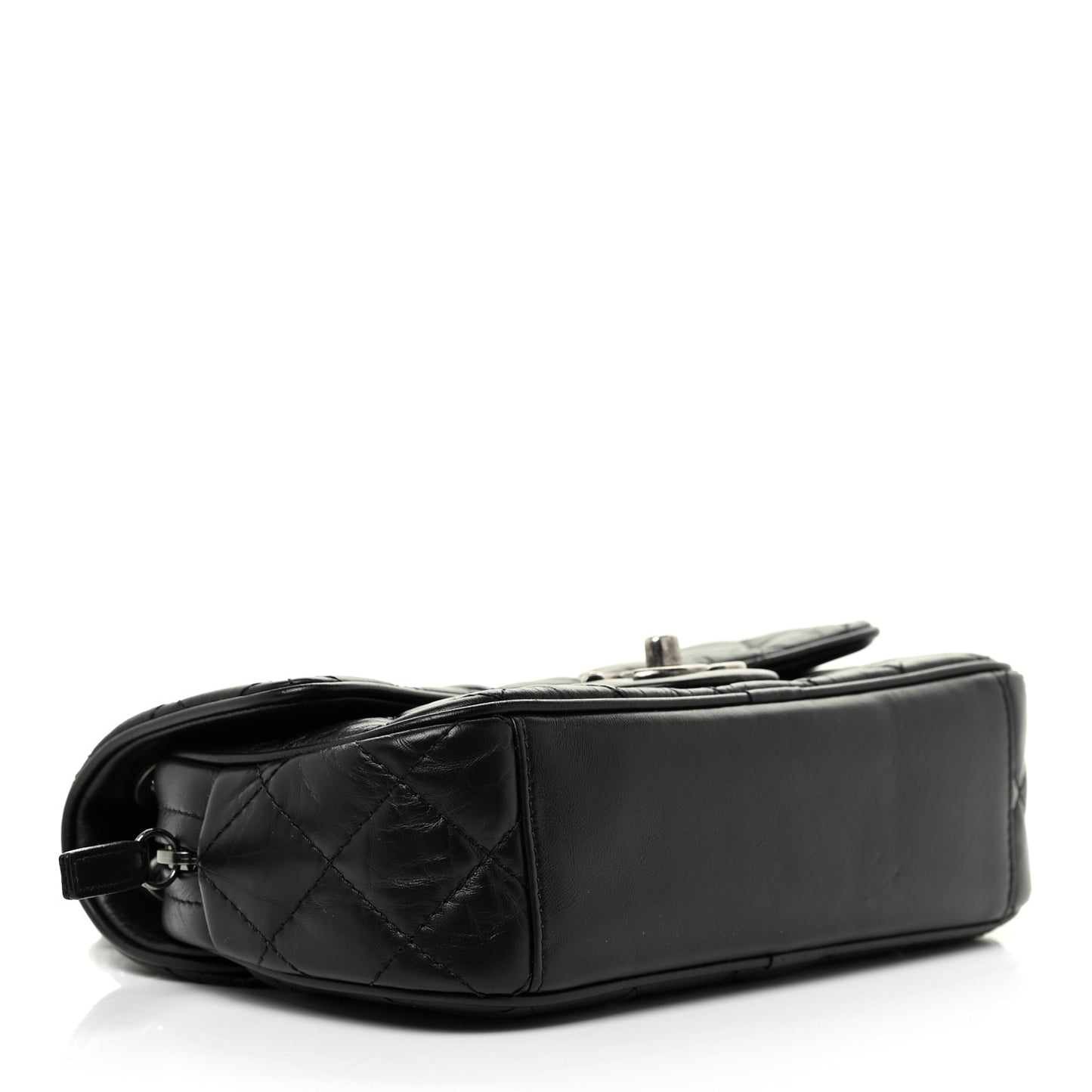 Aged Calfskin Quilted Small Easy Flap Black