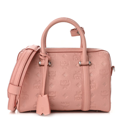 MCM Calfskin Ottomar Monogram Small Boston Bag Pink 1 of 8