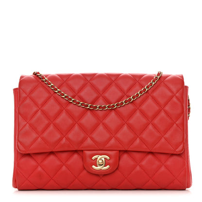Chanel Lambskin Quilted Clutch with Chain Flap Red 1 of 19
