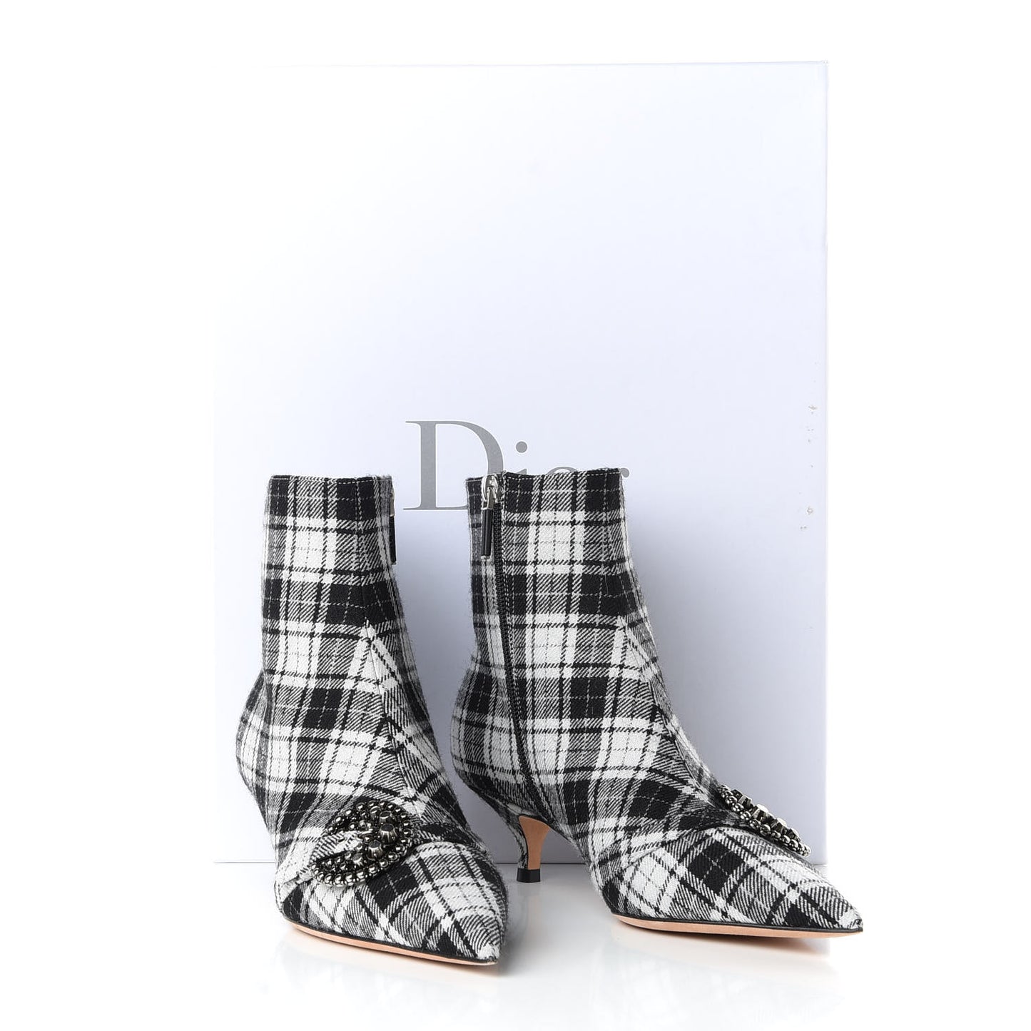 Canvas Tartan Gang Ankle Boots 37 Black