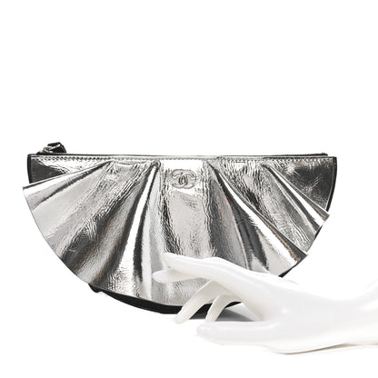 Chanel Metallic Lambskin Wave Clutch Black Silver 2 of 10