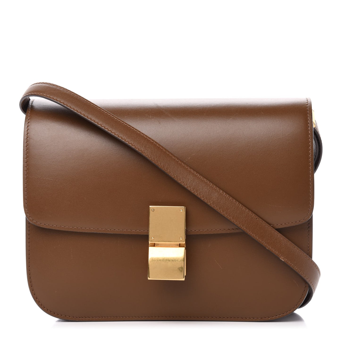 Box Calfskin Medium Classic Box Flap Bag Camel