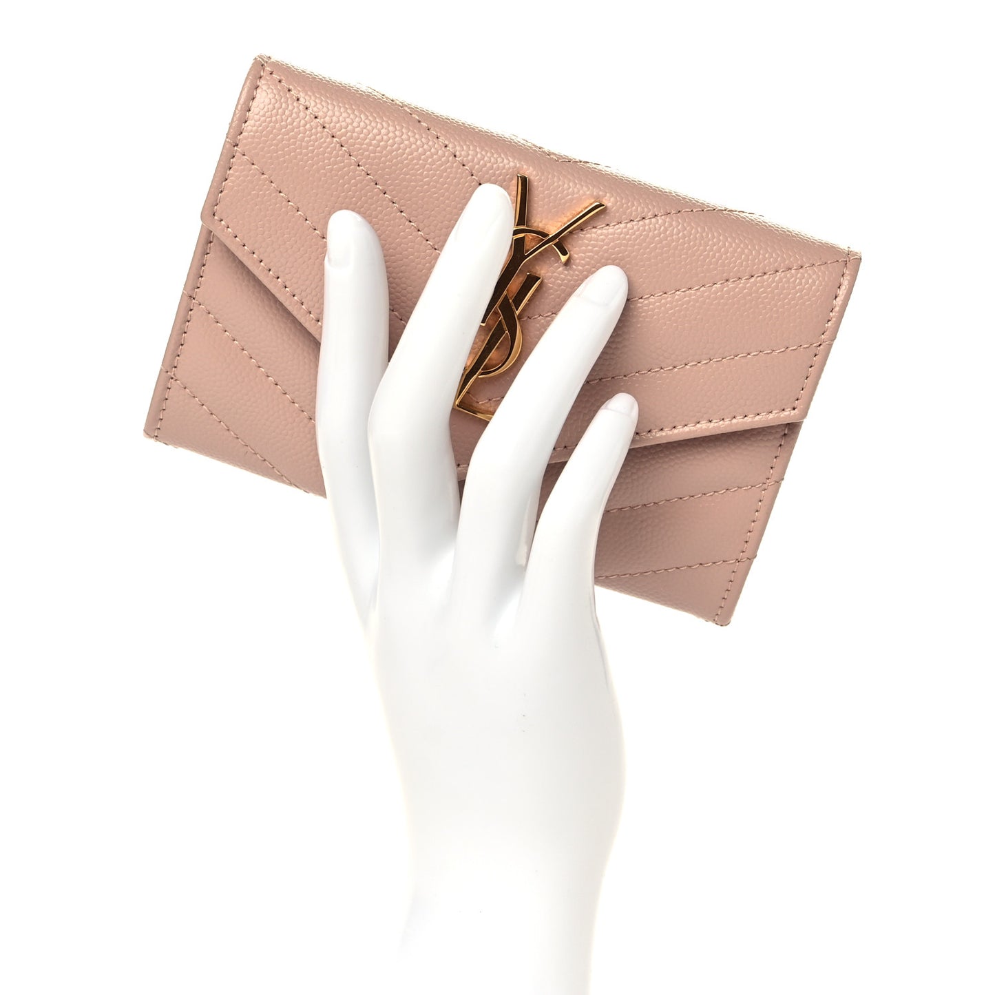 Grain De Poudre Matelasse Chevron Small Monogram Envelope Wallet Pink