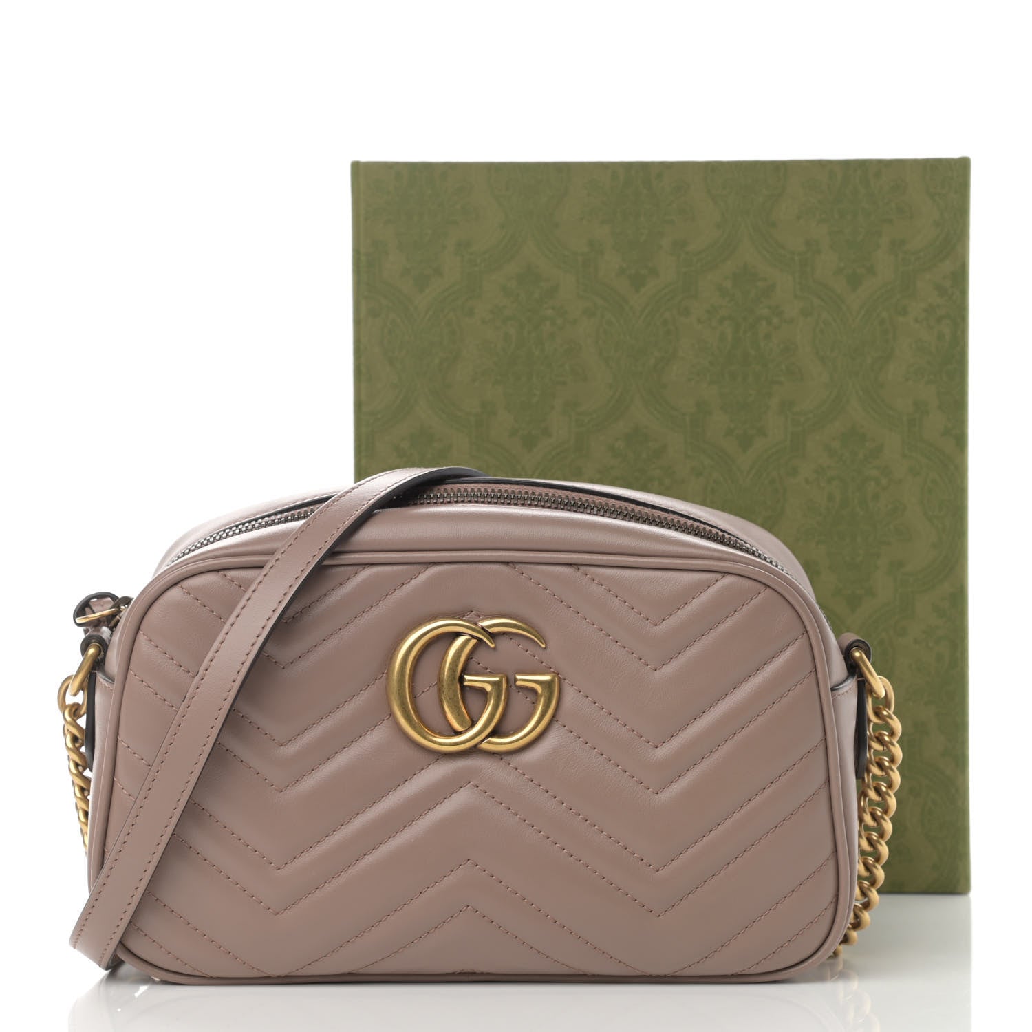 Gucci Calfskin Matelasse Small GG Marmont Chain Shoulder Bag Porcelain Rose 13 of 13