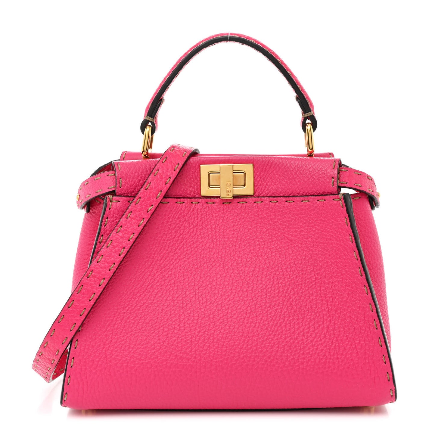 Cuoio Romano Selleria Mini Peekaboo Iconic Satchel Fuxia