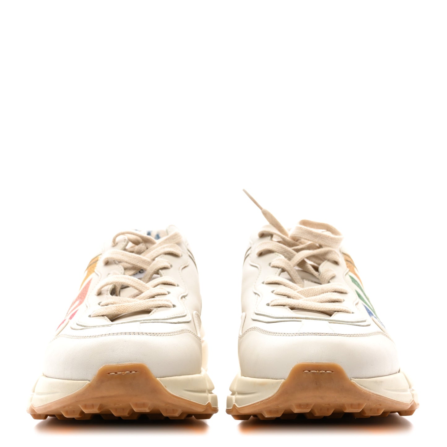 Calfskin Glitter Game Logo Womens Rhyton Sneakers 39.5 Mystic White