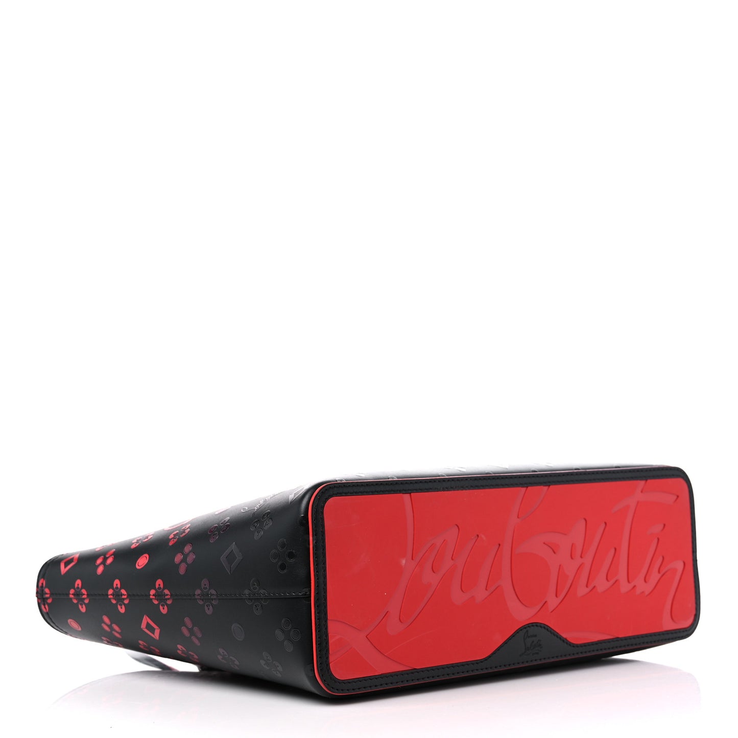 Perforated Calfskin Degrade Loubinthesky East West Cabata Tote Black Red