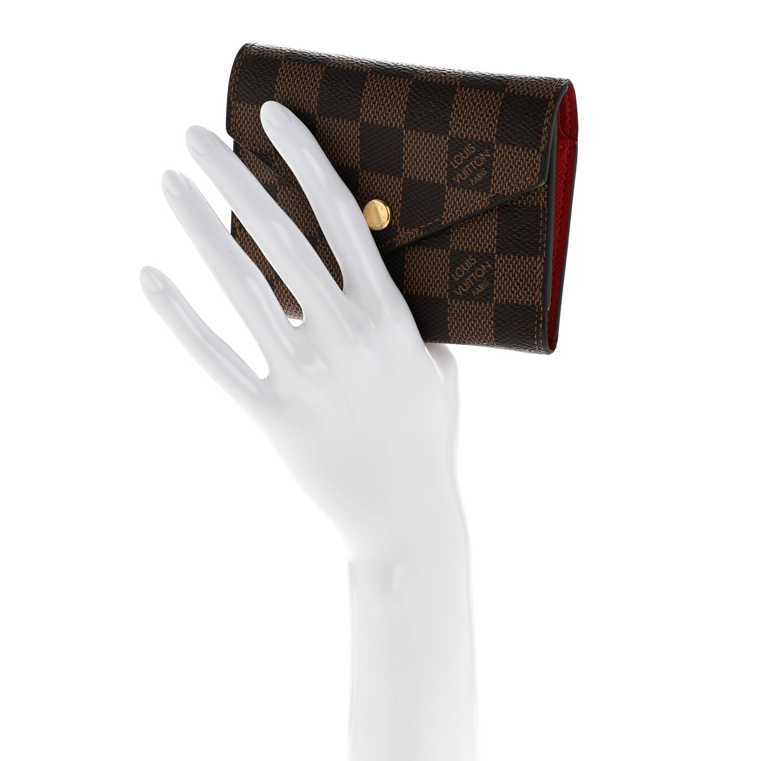 Louis Vuitton Damier Ebene Victorine Wallet Red 2 of 11