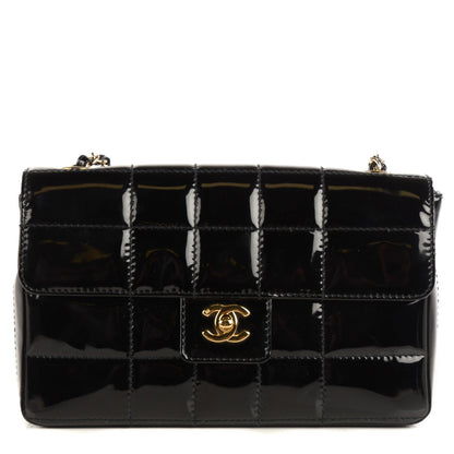 Chanel Patent Quilted Medium Chocolate Bar Flap Black 1 of 9