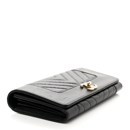 Chanel Sheepskin Chevron Quilted Mademoiselle Vintage Flap Wallet Black 4 of 9