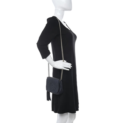 Gucci Pebbled Calfskin Small Soho Flap Crossbody Blue 2 of 11